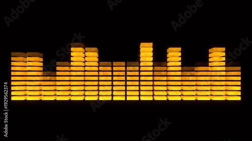 Audio Equalizer Bars Glowing and Dynamically Moving on a Dark Black Background Displaying Music Sound Waves