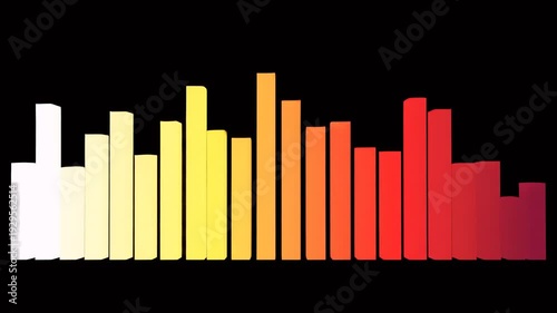 Audio Equalizer Bars Animating with a Vibrant Spectrum of Colors on a Dark Background Display