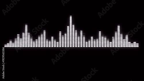 Digital Audio Equalizer Waveform Bars Pulsing and Reacting to Sound Frequency on Black Background