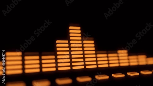 Digital Audio Equalizer Bars Pulsating and Displaying Sound Frequencies on a Black Background
