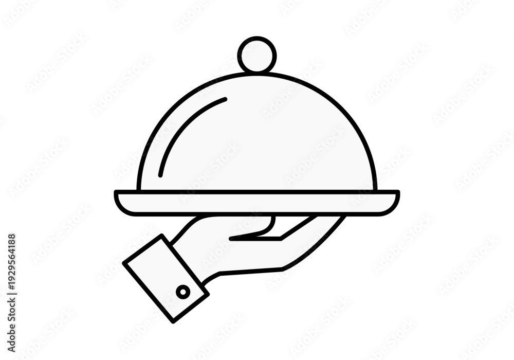 Fototapeta premium Icono lineal de una bandeja de servicio con campana