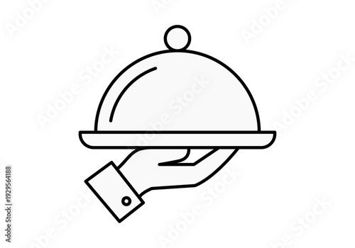Icono lineal de una bandeja de servicio con campana
