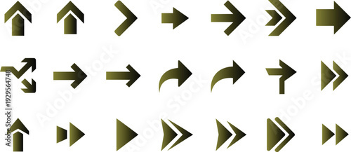 Free Download Collection of various gold metal arrows pointing in different directions on white background for navigation and direction  icons - GFXLoad