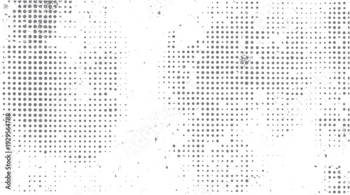 Grey dots pattern with distressed texture on a white background