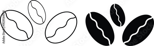 A group of coffee beans in black and white