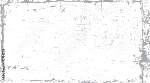 Grey distressed texture overlay with grunge border and scattered speckles on a white background