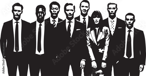 Business Team with One Woman Silhouette group