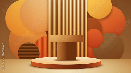 Abstract geometric shapes in warm tones on display