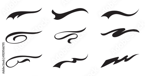 Swash and swoosh. Vector swash swoosh flourish design elements on transparent background