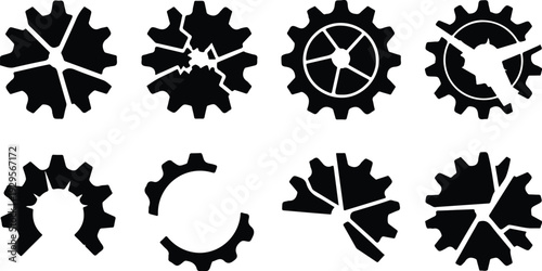 Cogs Collection Silhouette Icon Set Gear Cog Typography Silhouette Icon Pack
