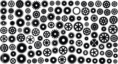 Cogs Collection Silhouette Icon Set Gear Cog Typography Silhouette Icon Pack