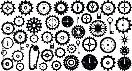 Cogs Collection Silhouette Icon Set Gear Cog Typography Silhouette Icon Pack