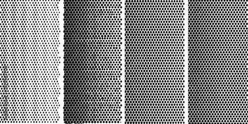 Four panels displaying varying densities of black halftone dots on white