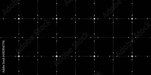 A black background with a white grid of dots and intersecting lines