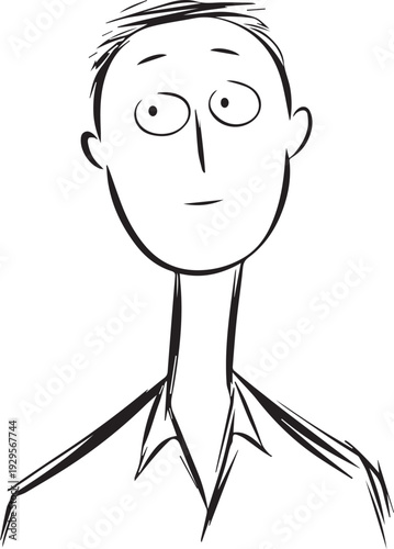 Wallpaper Mural Hand Drawn Adult Man Black and White Avatar Illustration in Minimal Line Art Style Design Torontodigital.ca