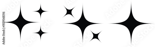 A group of black star shapes on a white background