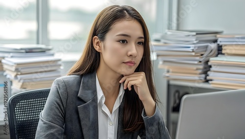 Focused businesswoman working in modern office environment Free Download Focused businesswoman working in modern office environment - GFXLoad