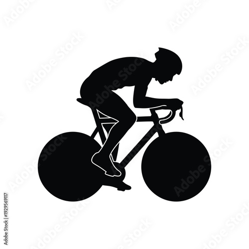Road racing cycling man silhouette, sport and recreation illustration, professional athlete riding race bike