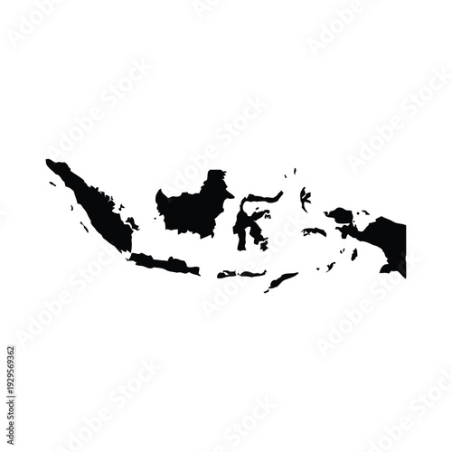 Indonesia Country Map Silhouette Vector. Detailed Archipelago Black Silhouette. Southeast Asia Island Nation Clip Art Illustration.