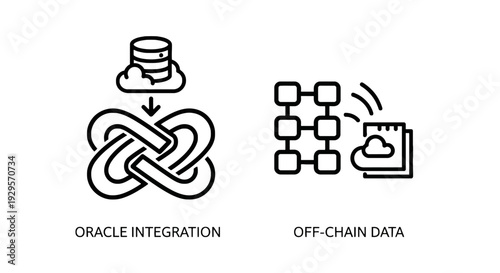 Oracle Integration and Off-Chain Data Icons: Visualizing Blockchain Connectivity and External Information
