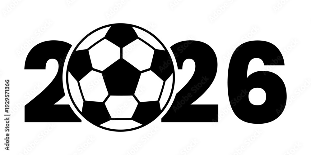 Obraz premium Soccer icon speed ball football goal and background vector logo. World cup 2026 graphic isolated design. Flying soccer with white abstract ball