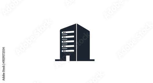 Simple black server or computer tower icon.
