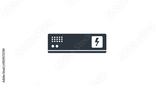 Simple icon of a power supply unit with a lightning bolt symbol.