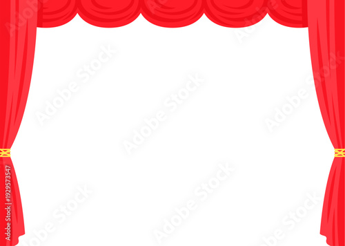 シンプルな赤いカーテンのイラスト素材