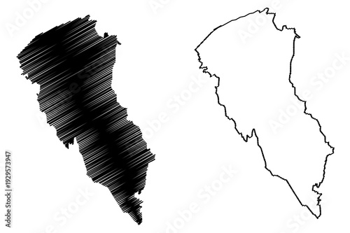 Turkana County (Republic of Kenya, Rift Valley Province) map vector illustration, scribble sketch Turkana map
