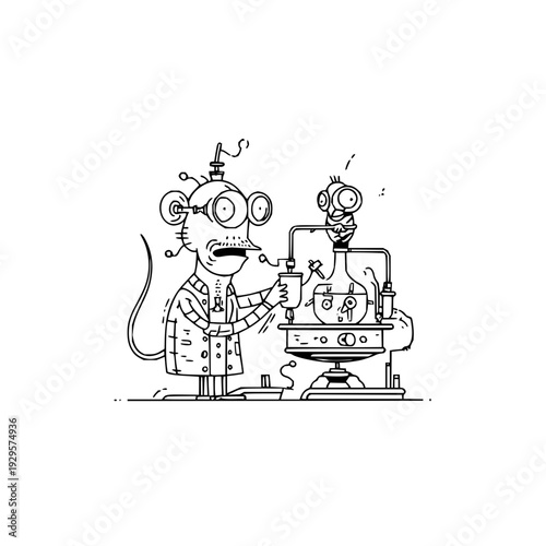 Robot Scientist Working on Experiment in Laboratory