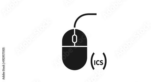 Simple Black Computer Mouse Icon for Technology and Digital Devices Isolated on White Background.