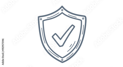 Reliable Security Shield with Checkmark Icon on Isolated White Background