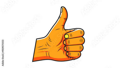 Cartoon Hand Giving Thumbs Up Gesture for Approval or Like on Isolated White Background