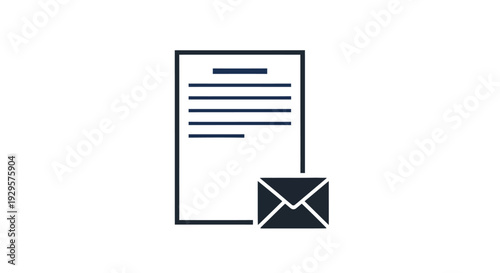 Simple graphic representation of a document and envelope symbolizing correspondence or message.