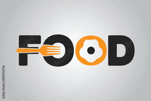 Creative Food Typography Logo with Fork and Egg Icon