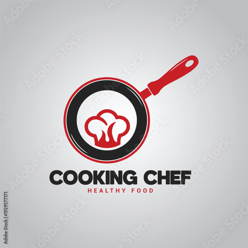 Chef Hat Fire Pan Creative Food Logo
