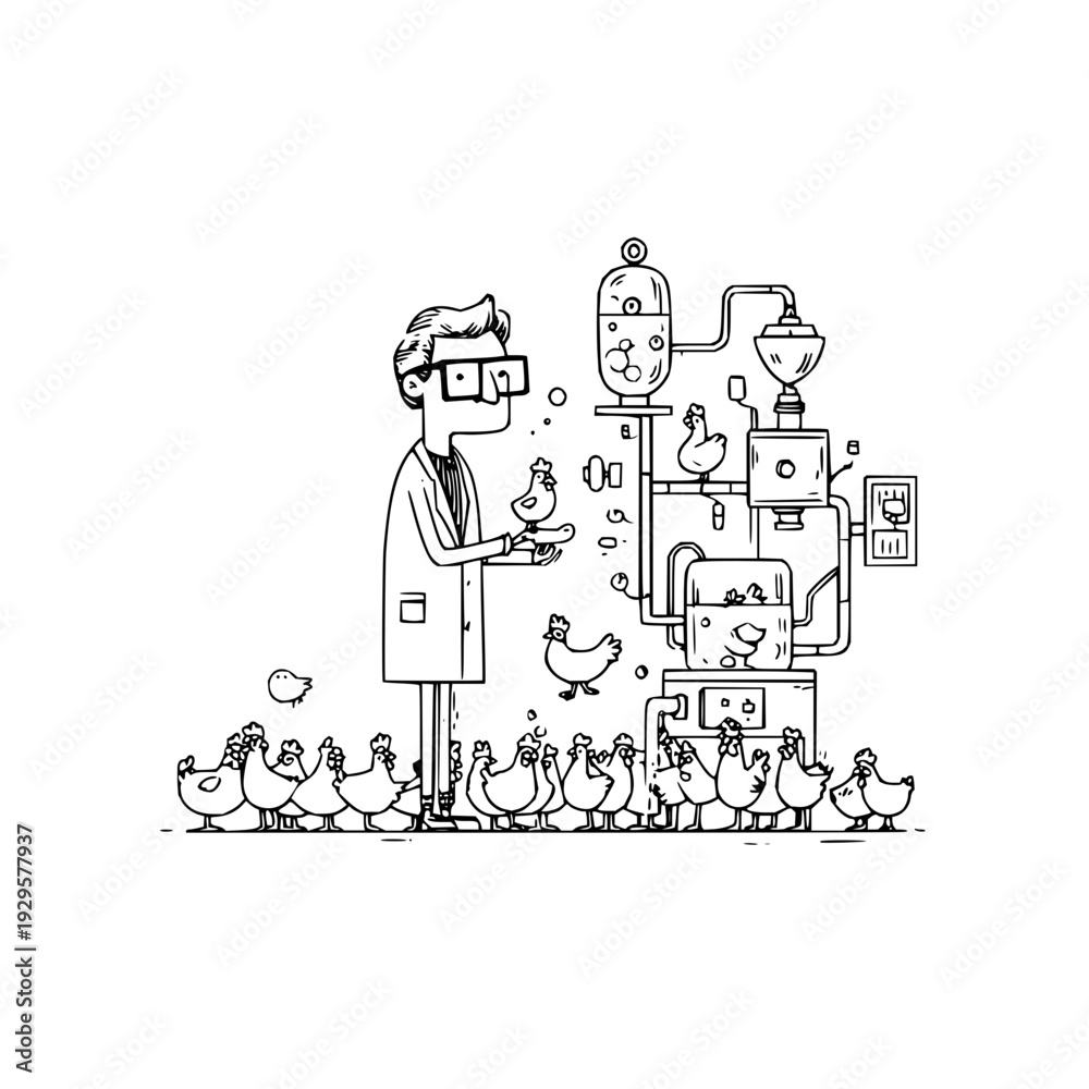 Fototapeta premium Scientist Feeding Ducks in Laboratory with Machinery