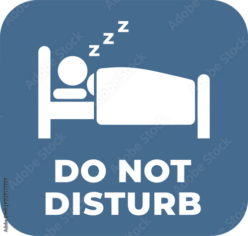 A person sleeping peacefully in bed with a do not disturb sign indicating rest and relaxation in a serene environment from a front viewpoint