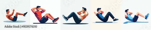 Vector of man sit up