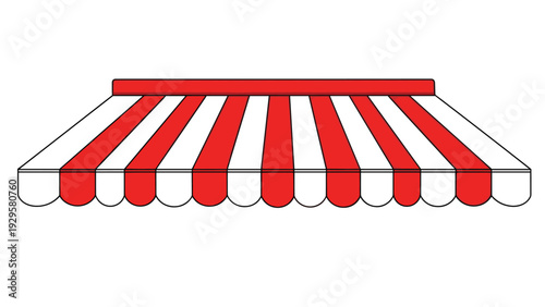 Classic red and white striped shop awning seen from a slightly elevated perspective against a white background.
