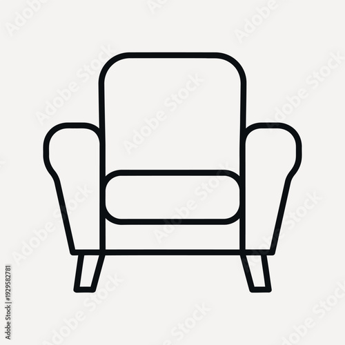 Minimalist black outline of a comfortable armchair on a light beige background furniture interior