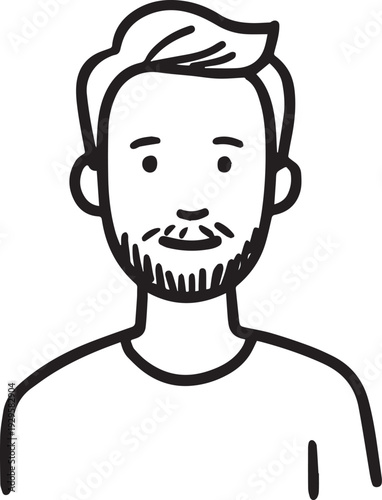 Wallpaper Mural Hand Drawn Adult Man Black and White Avatar Illustration in Minimal Line Art Style Design Torontodigital.ca