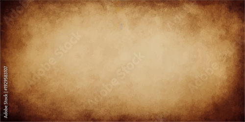 Aged vintage parchment paper with a stained brown grunge texture and blank space for text on a worn, sepia-toned antique surface