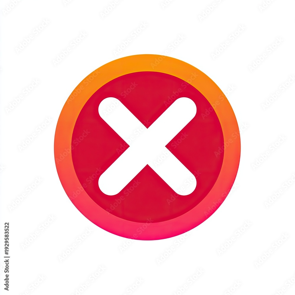 Obraz premium A white 'X' mark inside a red circle with a vibrant orange gradient
