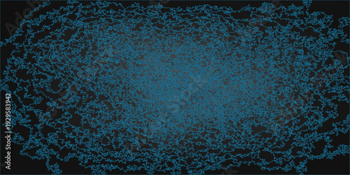 Blue abstract background with a vintage pattern on a dark grungy wall texture featuring aged paint and rusty metal surface art design