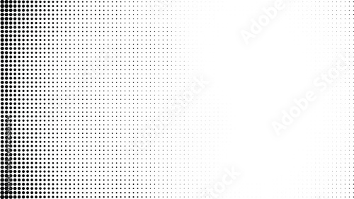 Dynamic gradient halftone pattern with black dots on a white canvas, offering a versatile design element as a Transparent Background, PNG overlay for various creative projects