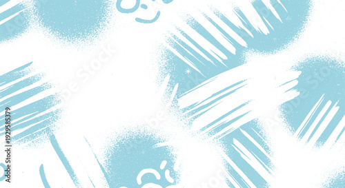 Light blue and white abstract pattern with playful brush strokes and doodles, perfect for children's designs or cheerful backgrounds