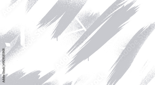 Dynamic grey and white abstract background with energetic brush strokes and fine spray paint textures