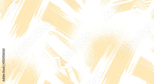 Soft yellow paint brush strokes and textured abstract elements on a clean white background, versatile design backdrop