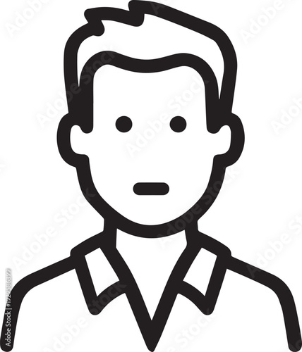 Hand Drawn Adult Man Black and White Avatar Illustration in Minimal Line Art Style Design